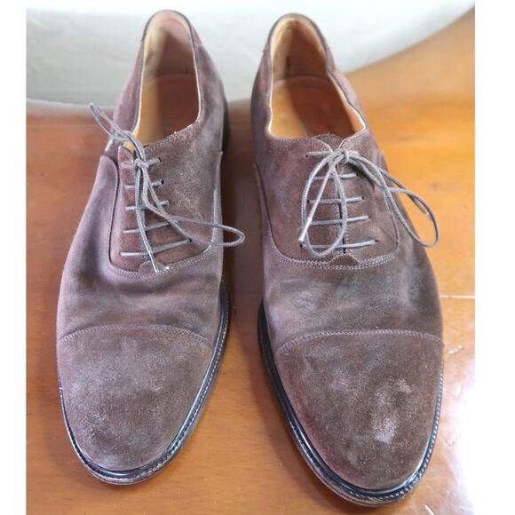 SALVATORE FERRAGAMO ENZO BROWN SUEDE OXFORDS SIZE 9.5 - Picture 2 of 9